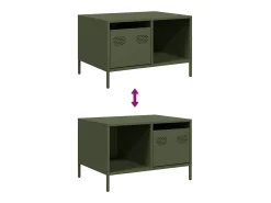 Mesa de centro | Mesa de apoio 68.5x50x43.5 cm aço laminado a frio verde-azeitona