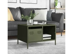 Mesa de centro | Mesa de apoio 68.5x50x43.5 cm aço laminado a frio verde-azeitona