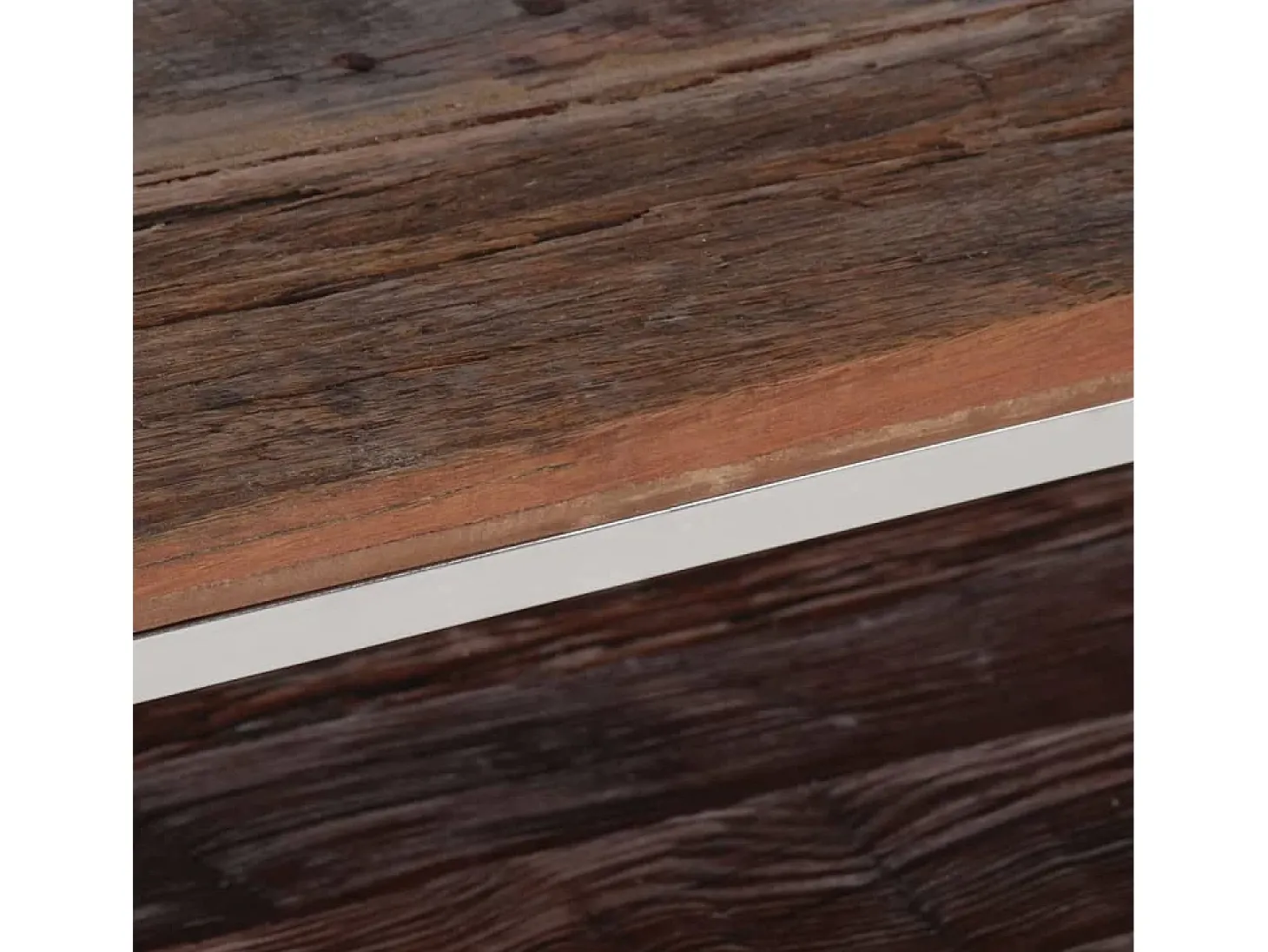 Mesa de centro | Mesa de apoio | Mesa de café aço inoxidável/madeira ferroviária maciça prateado