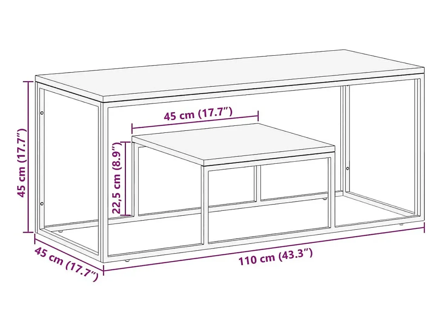 Mesa de centro | Mesa de apoio | Mesa de café aço inoxidável/madeira ferroviária maciça prateado