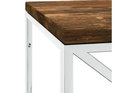 Mesa de centro | Mesa de apoio | Mesa de café aço inoxidável e madeira recuperada maciça