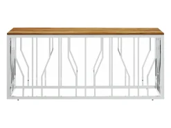 Mesa de centro | Mesa de apoio | Mesa de café aço inoxidável/madeira de acácia maciça prateado