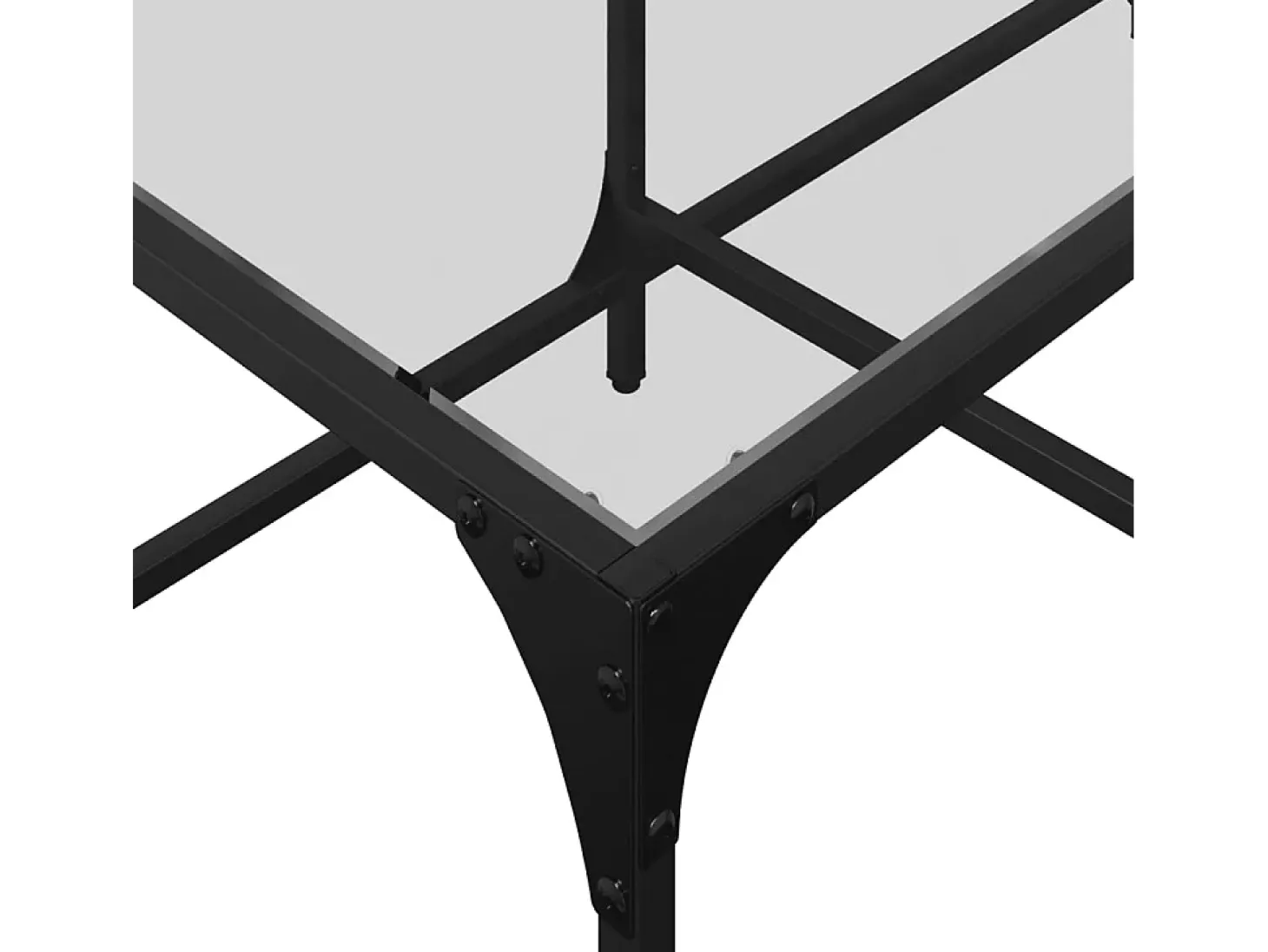 Mesa de centro | Mesa de apoio c/ topo em vidro transparente 98.5x50x40 cm aço