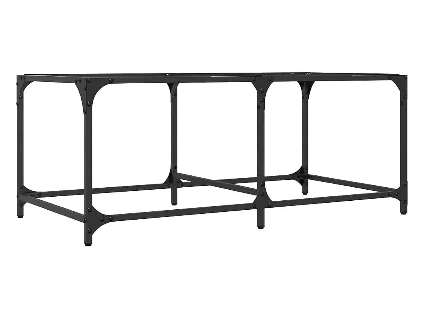 Mesa de centro | Mesa de apoio c/ topo em vidro transparente 98.5x50x40 cm aço