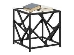 Mesa de centro | Mesa de apoio c/ topo em vidro transparente 40x40x41 cm aço
