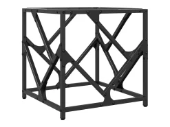 Mesa de centro | Mesa de apoio c/ topo em vidro transparente 40x40x41 cm aço