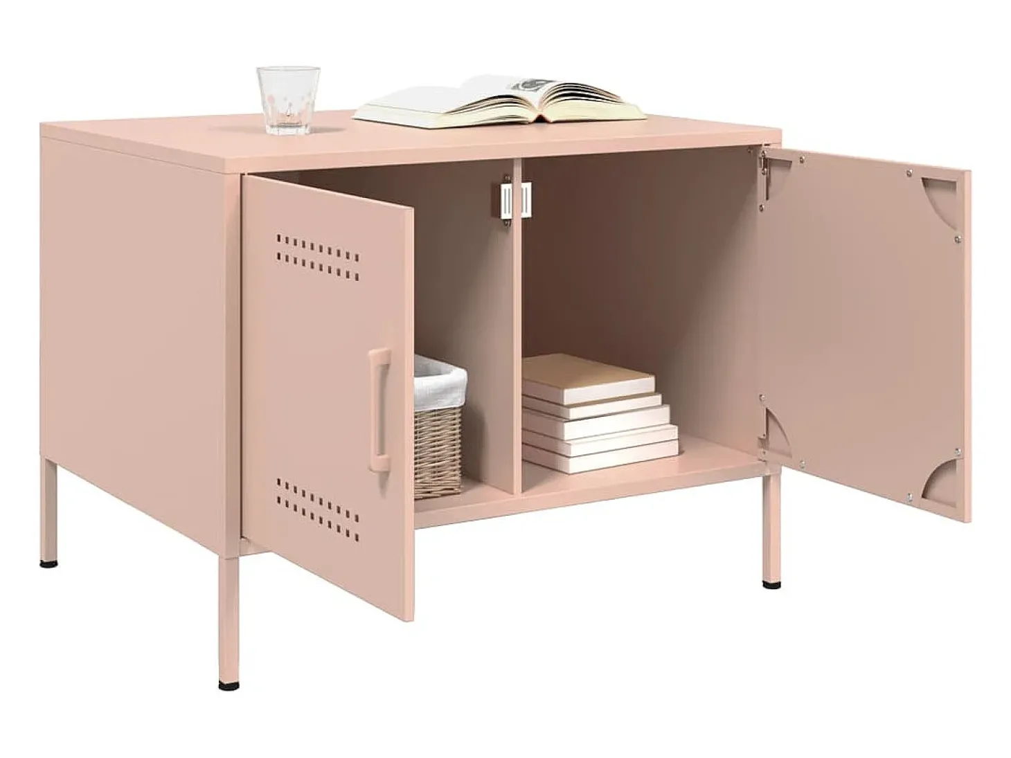 Mesa de centro | Mesa de apoio 68x50x50.5 cm aço rosa