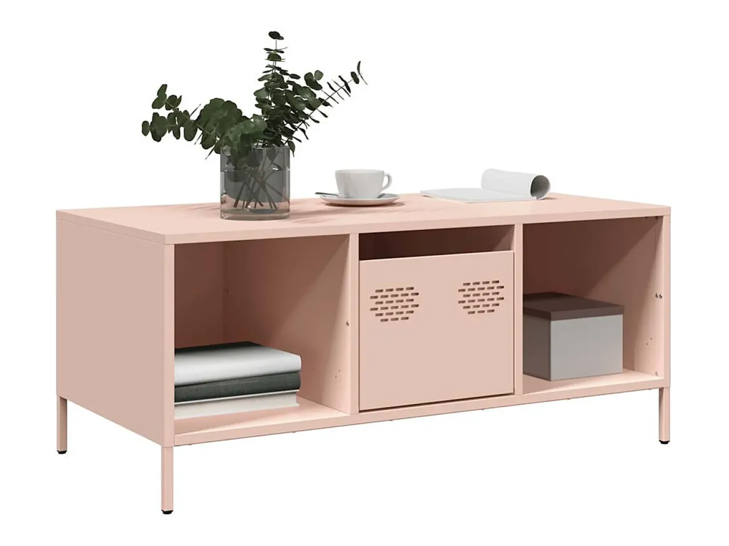 Mesa de centro | Mesa de apoio 101.5x50x43.5 cm aço laminado a frio rosa