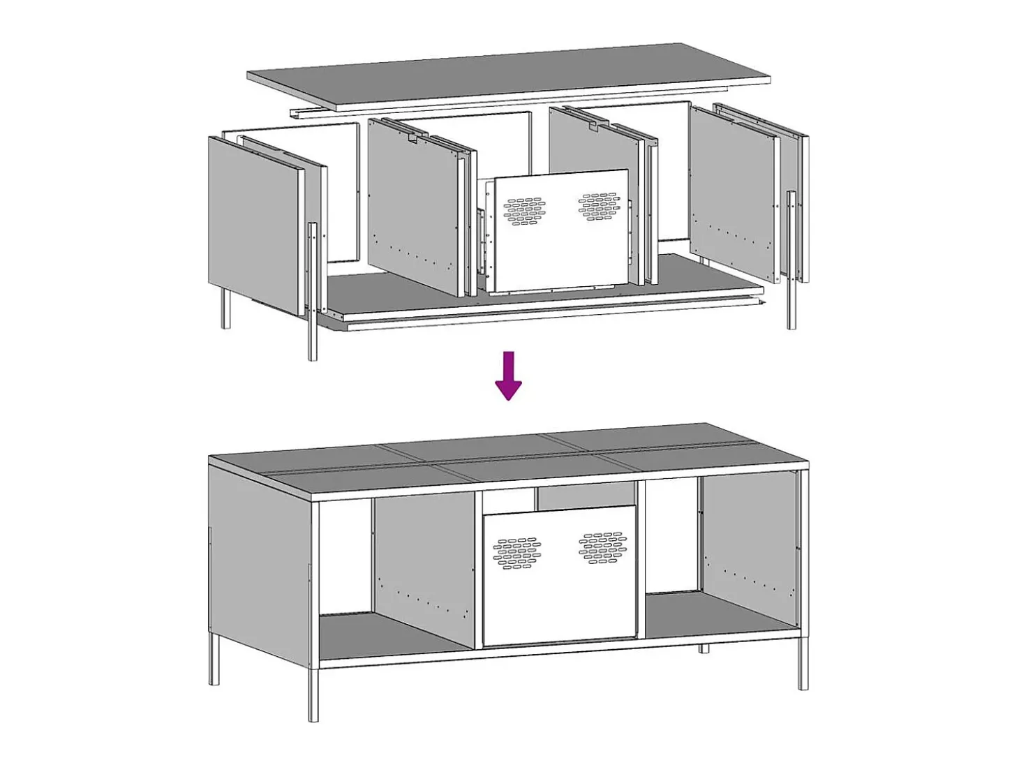 Mesa de centro | Mesa de apoio 101.5x50x43.5 cm aço laminado a frio rosa