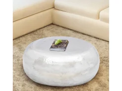 Mesa de centro | Mesa de apoio martelada em alumínio prateado