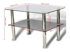 Mesa de centro | Mesa de apoio | Mesa de café em vidro.2 camadas