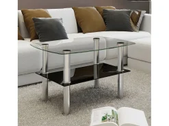 Mesa de centro | Mesa de apoio | Mesa de café em vidro.2 camadas