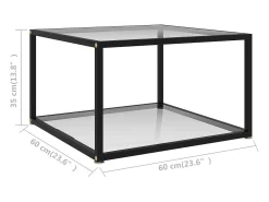Mesa de centro | Mesa de apoio 60x60x35 cm vidro temperado transparente