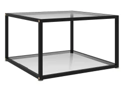 Mesa de centro | Mesa de apoio 60x60x35 cm vidro temperado transparente