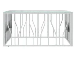 Mesa de centro | Mesa de apoio | Mesa de café 100x100x50 cm aço inoxidável e vidro