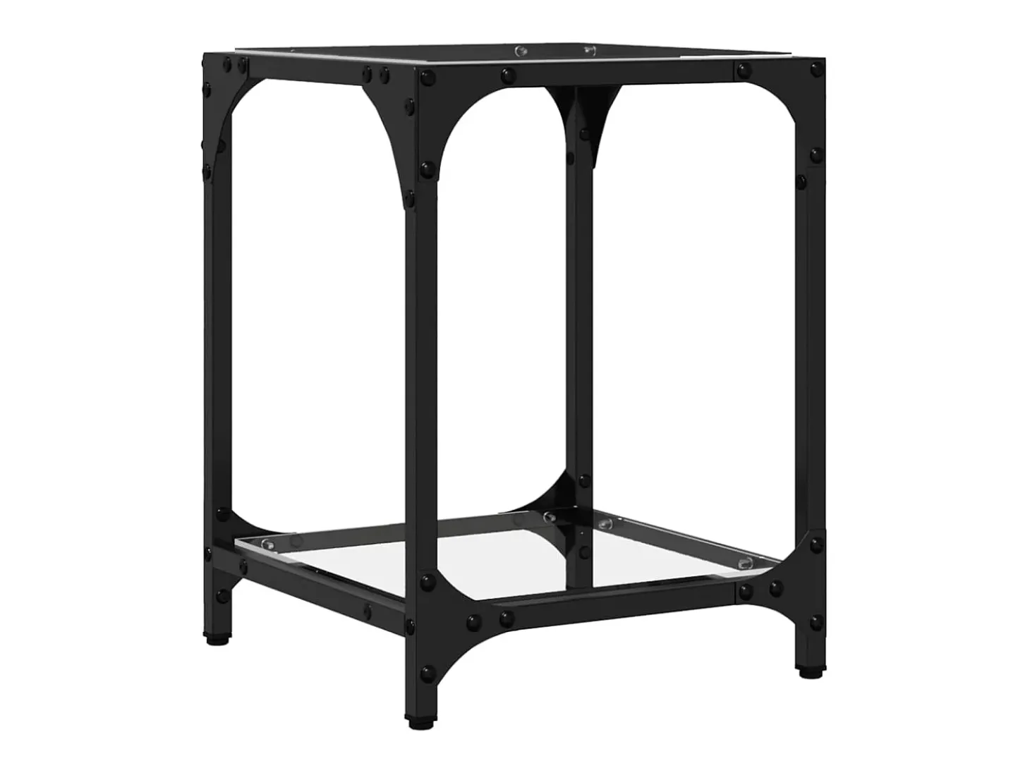Mesa de centro | Mesa de apoio c/ topo em vidro transparente 30x30x40 cm aço