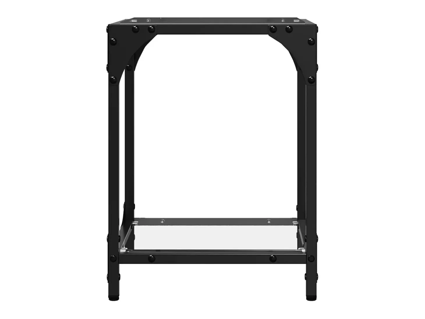 Mesa de centro | Mesa de apoio c/ topo em vidro transparente 30x30x40 cm aço