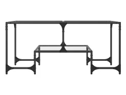 Mesa de centro | Mesa de apoio c/ topo em vidro transparente 98.5x50x45 cm aço