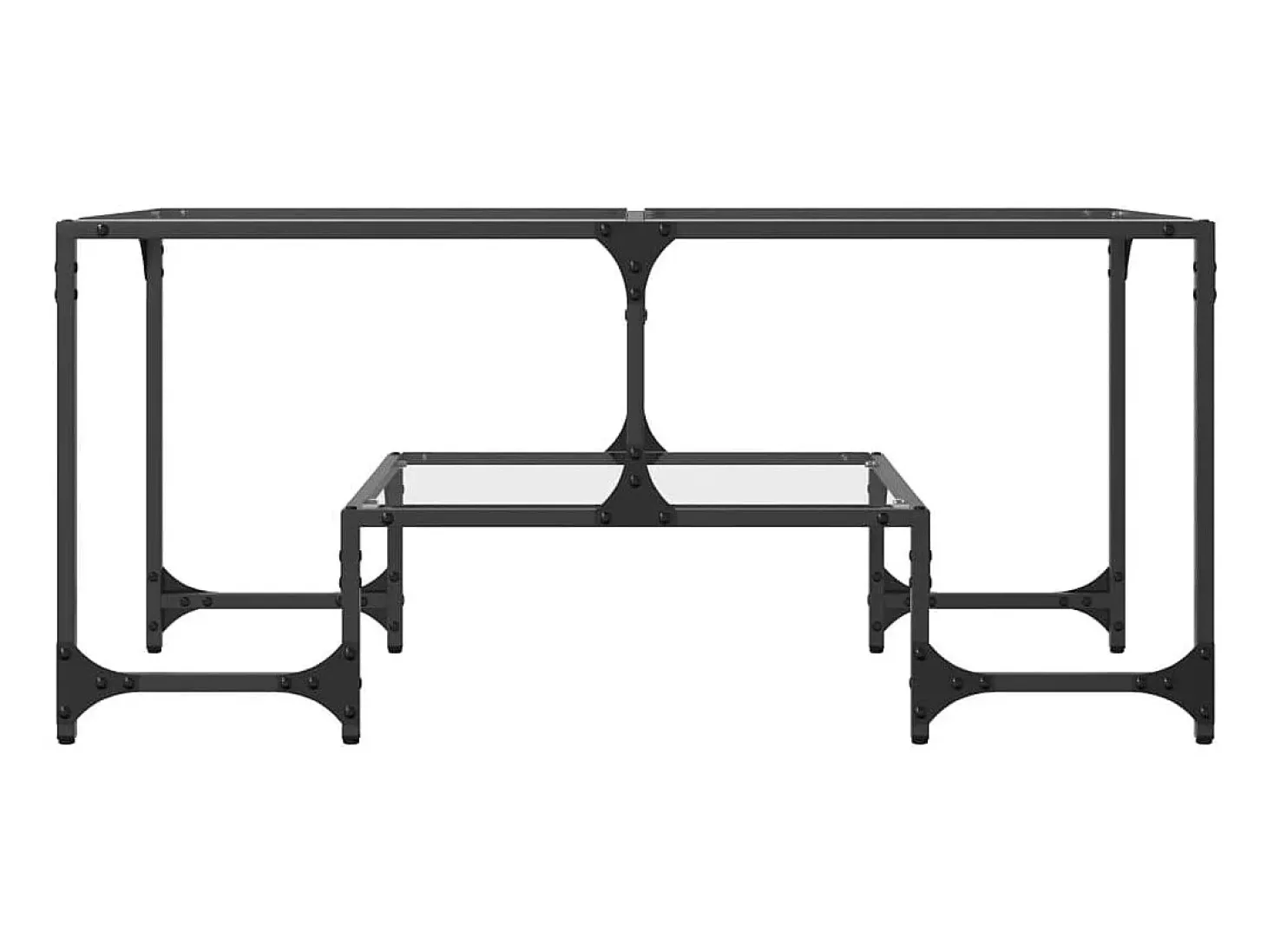 Mesa de centro | Mesa de apoio c/ topo em vidro transparente 98.5x50x45 cm aço