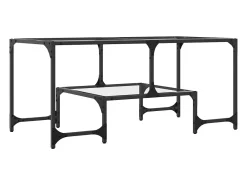 Mesa de centro | Mesa de apoio c/ topo em vidro transparente 98.5x50x45 cm aço