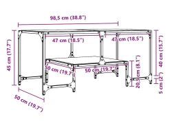 Mesa de centro | Mesa de apoio c/ topo em vidro transparente 98.5x50x45 cm aço