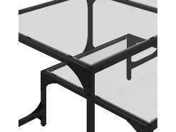 Mesa de centro | Mesa de apoio c/ topo em vidro transparente 98.5x50x45 cm aço