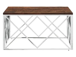 Mesa de centro | Mesa de apoio | Mesa de café aço inoxidável e madeira recuperada maciça