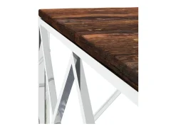 Mesa de centro | Mesa de apoio | Mesa de café aço inoxidável e madeira recuperada maciça