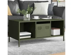 Mesa de centro | Mesa de apoio 101.5x50x43.5 cm aço laminado a frio verde-azeitona