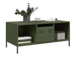 Mesa de centro | Mesa de apoio 101.5x50x43.5 cm aço laminado a frio verde-azeitona