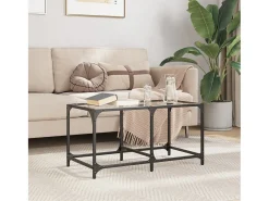 Mesa de centro | Mesa de apoio c/ topo em vidro transparente 78.5x40x40 cm aço