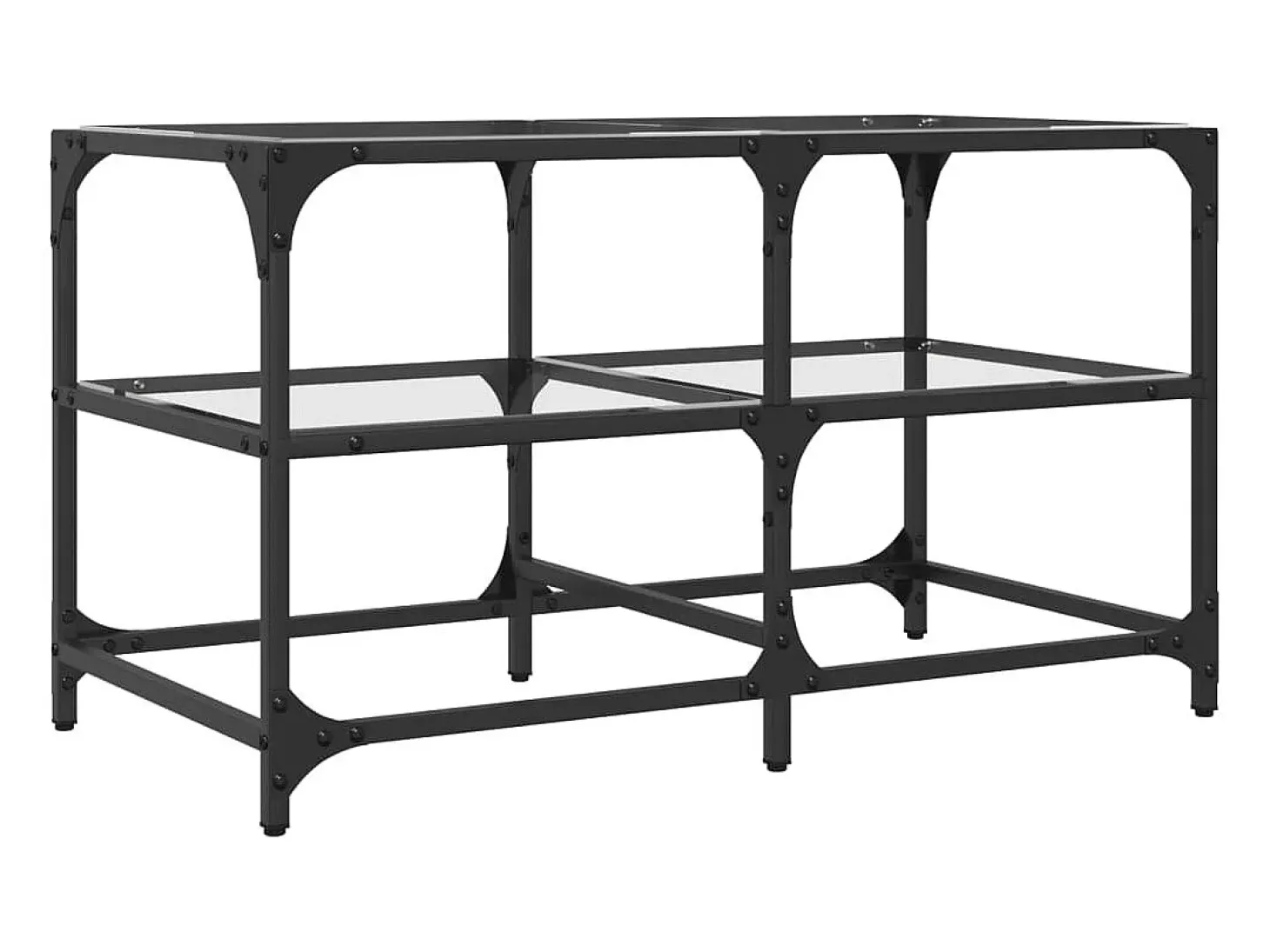 Mesa de centro | Mesa de apoio c/ topo em vidro transparente 78.5x40x45 cm aço