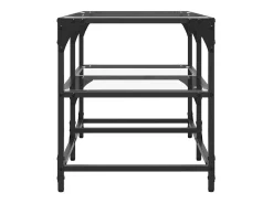 Mesa de centro | Mesa de apoio c/ topo em vidro transparente 78.5x40x45 cm aço