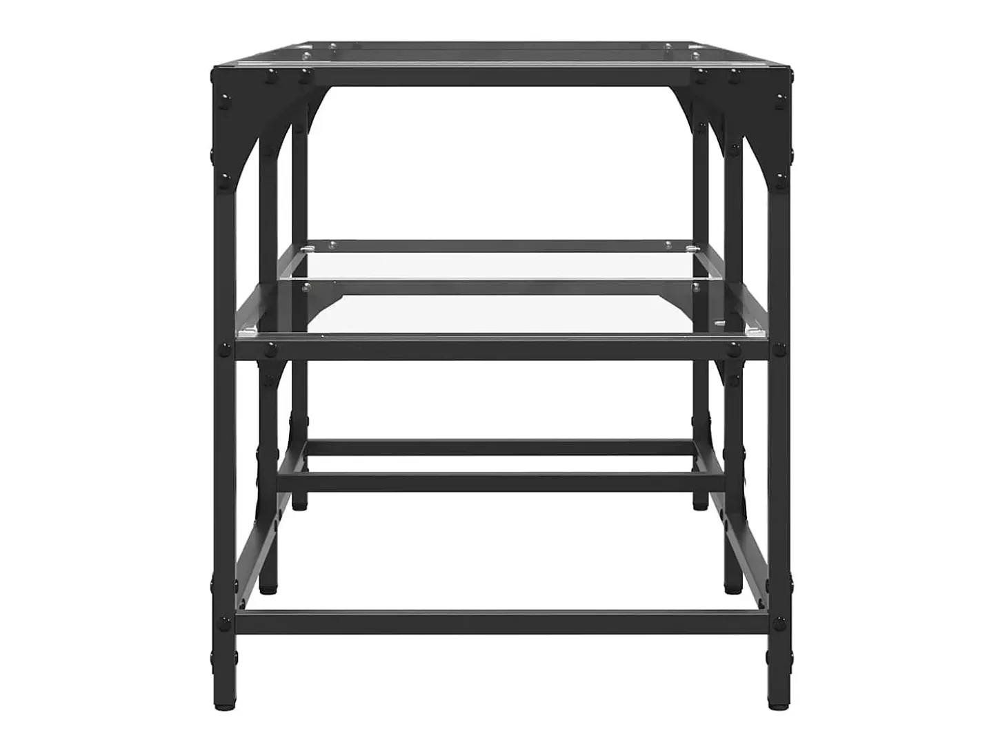 Mesa de centro | Mesa de apoio c/ topo em vidro transparente 78.5x40x45 cm aço