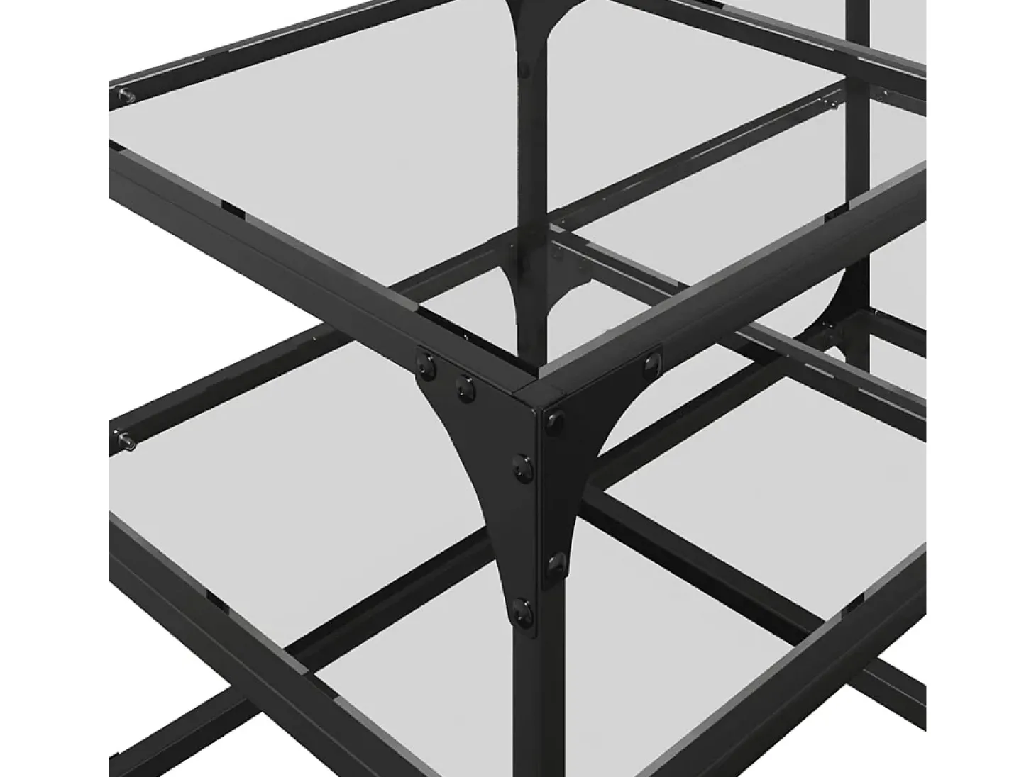 Mesa de centro | Mesa de apoio c/ topo em vidro transparente 78.5x40x45 cm aço