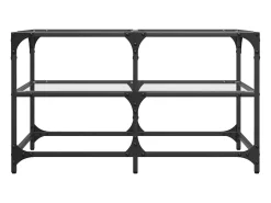 Mesa de centro | Mesa de apoio c/ topo em vidro transparente 78.5x40x45 cm aço