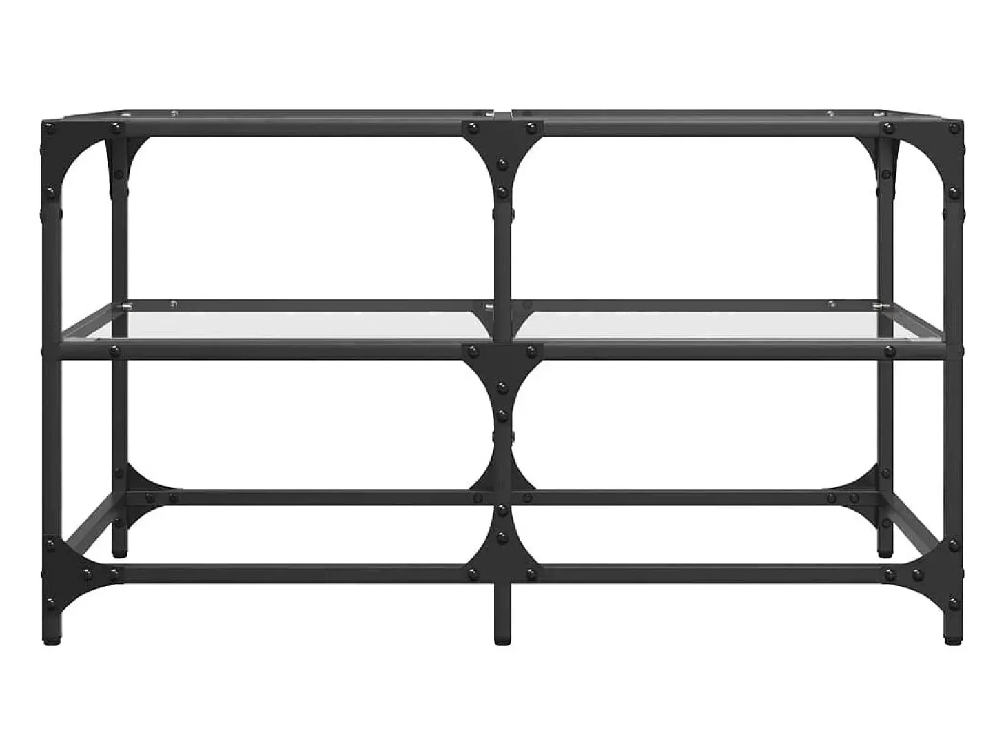 Mesa de centro | Mesa de apoio c/ topo em vidro transparente 78.5x40x45 cm aço