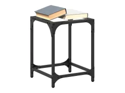 Mesa de centro | Mesa de apoio c/ topo em vidro transparente 30x30x40 cm aço