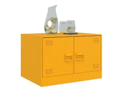Mesa de centro | Mesa de apoio 67x50x44 cm aço amarelo mostarda