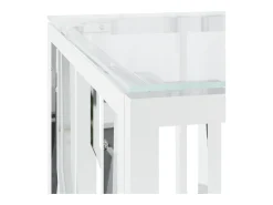 Mesa de centro | Mesa de apoio | Mesa de café 110x45x45 cm aço inoxidável e vidro