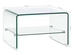 Mesa de centro | Mesa de apoio 50x45x33 cm vidro temperado transparente