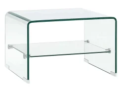 Mesa de centro | Mesa de apoio 50x45x33 cm vidro temperado transparente