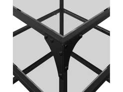 Mesa de centro | Mesa de apoio c/ topo em vidro transparente 40x40x45 cm aço