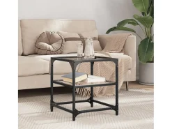 Mesa de centro | Mesa de apoio c/ topo em vidro transparente 40x40x45 cm aço