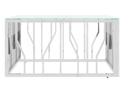 Mesa de centro | Mesa de apoio | Mesa de café 80x80x40 cm aço inoxidável e vidro prateado