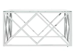 Mesa de centro | Mesa de apoio | Mesa de café 80x80x40 cm aço inoxidável e vidro prateado