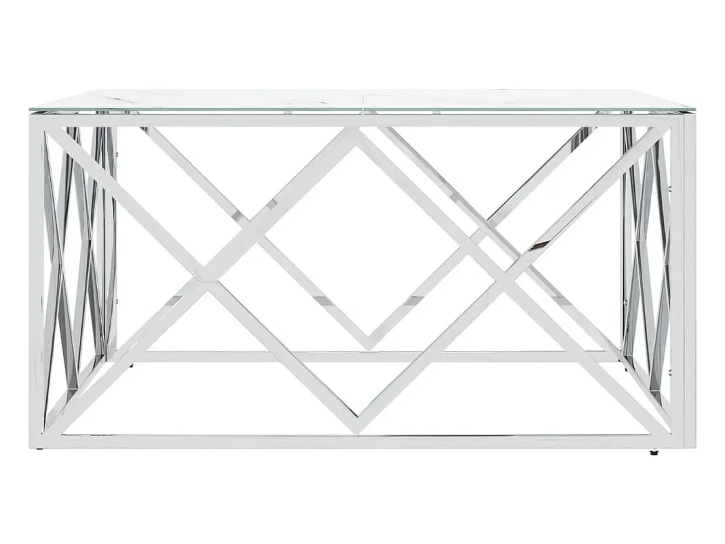 Mesa de centro | Mesa de apoio | Mesa de café 80x80x40 cm aço inoxidável e vidro prateado