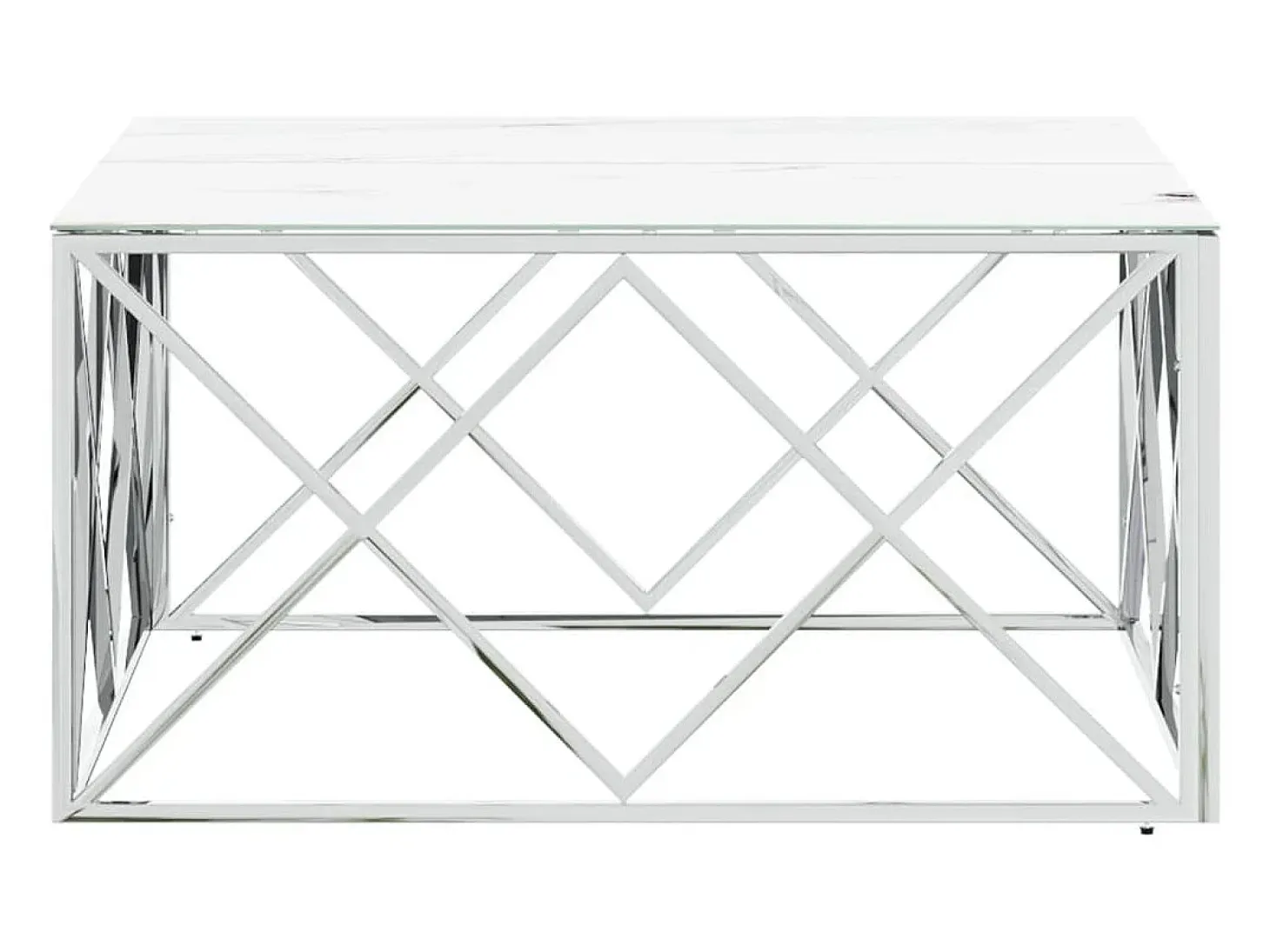 Mesa de centro | Mesa de apoio | Mesa de café 80x80x40 cm aço inoxidável e vidro prateado
