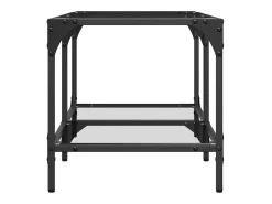 Mesa de centro | Mesa de apoio c/ topo em vidro transparente 78.5x40x40 cm aço