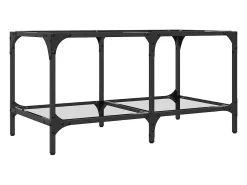 Mesa de centro | Mesa de apoio c/ topo em vidro transparente 78.5x40x40 cm aço